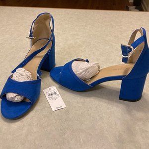 Blue Ankle Strap Block Heels